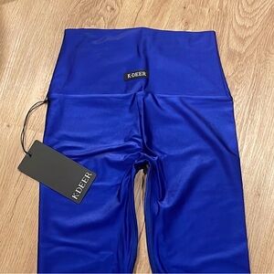K-DEER Shiny High-Waist Leggings in Cobalt Blue